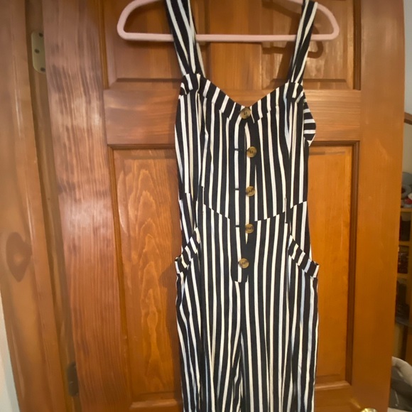 Free People Black & White Striped Jumpsuit - Boho meets city! - Picture 6 of 9